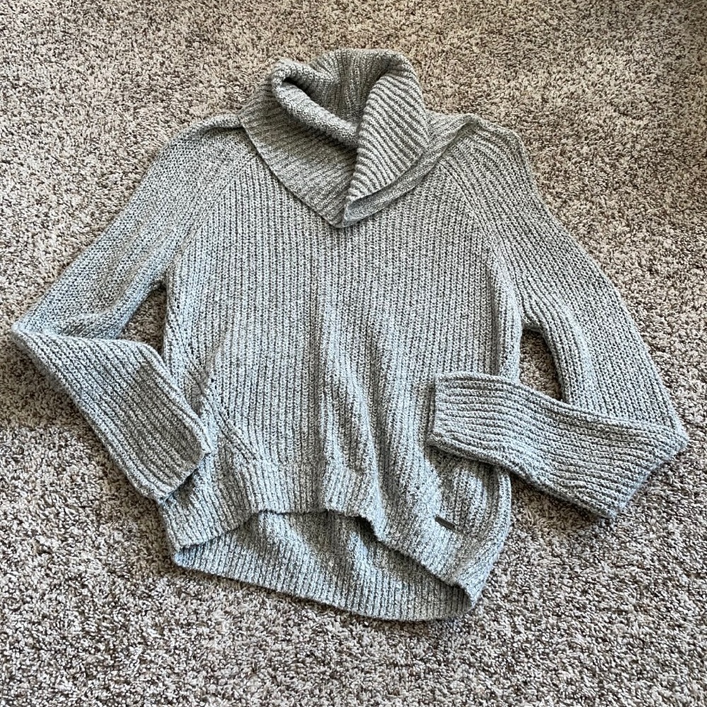 White & Grey Cowel Neck Sweater